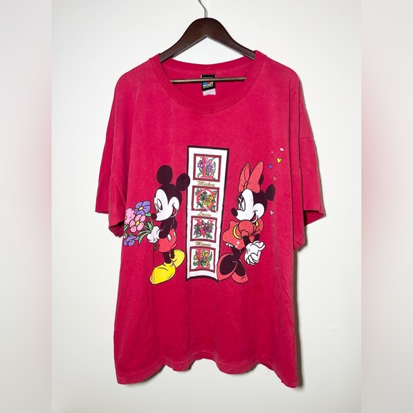 DISNEY 90s Vintage Mickey & Minnie Mouse Christmas T-Shirt - Picture 1 of 12